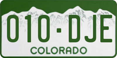 CO license plate 010DJE