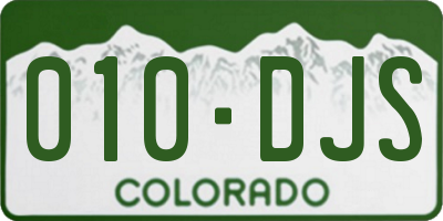 CO license plate 010DJS