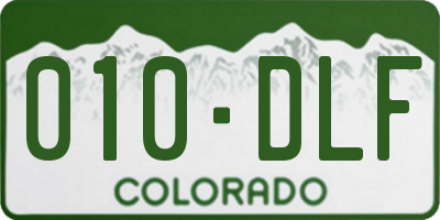 CO license plate 010DLF