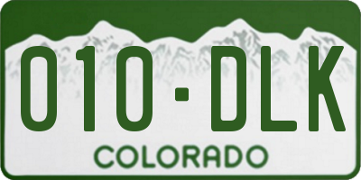 CO license plate 010DLK
