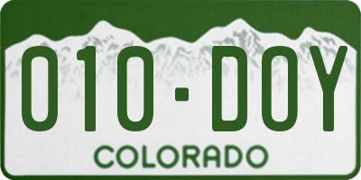 CO license plate 010DOY