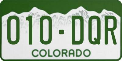CO license plate 010DQR