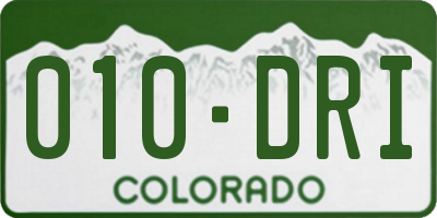 CO license plate 010DRI