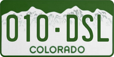 CO license plate 010DSL