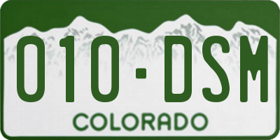 CO license plate 010DSM