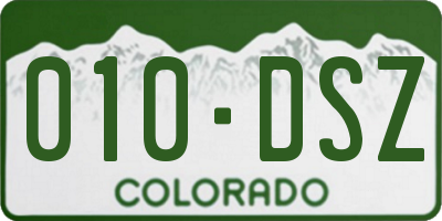 CO license plate 010DSZ
