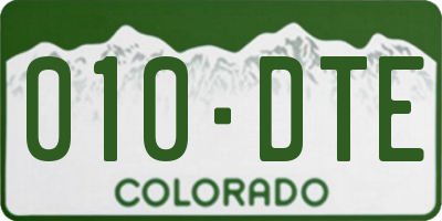 CO license plate 010DTE