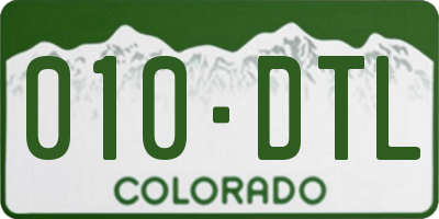 CO license plate 010DTL