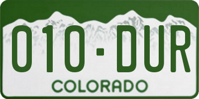 CO license plate 010DUR