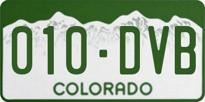 CO license plate 010DVB