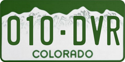 CO license plate 010DVR