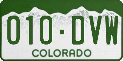 CO license plate 010DVW