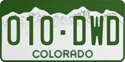 CO license plate 010DWD