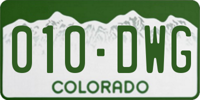 CO license plate 010DWG