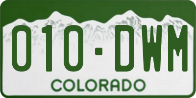 CO license plate 010DWM