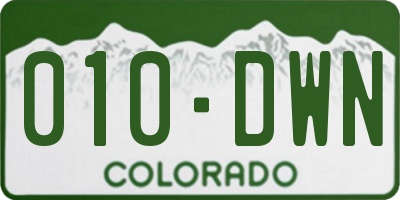 CO license plate 010DWN