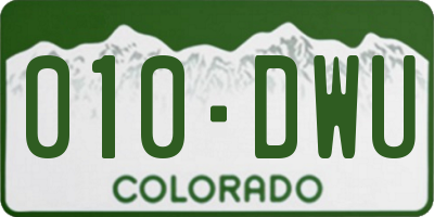 CO license plate 010DWU