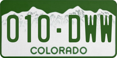 CO license plate 010DWW