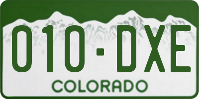 CO license plate 010DXE