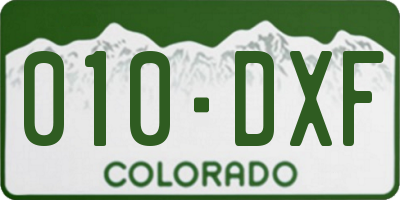 CO license plate 010DXF