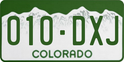 CO license plate 010DXJ