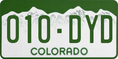 CO license plate 010DYD