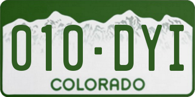 CO license plate 010DYI