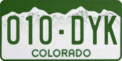 CO license plate 010DYK