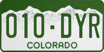 CO license plate 010DYR