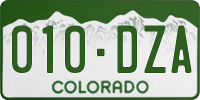 CO license plate 010DZA