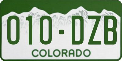 CO license plate 010DZB