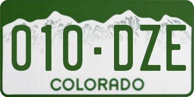 CO license plate 010DZE