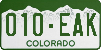 CO license plate 010EAK