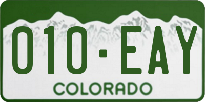 CO license plate 010EAY