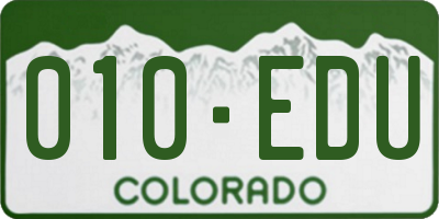 CO license plate 010EDU