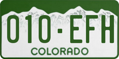 CO license plate 010EFH