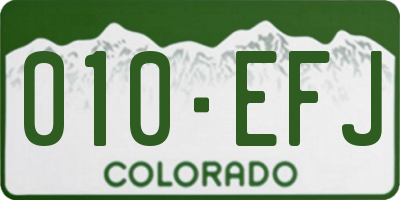 CO license plate 010EFJ