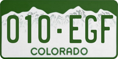 CO license plate 010EGF