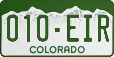 CO license plate 010EIR