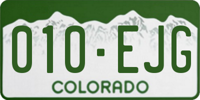 CO license plate 010EJG