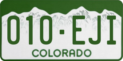 CO license plate 010EJI