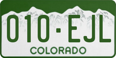 CO license plate 010EJL