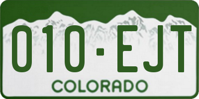CO license plate 010EJT