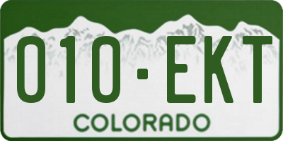 CO license plate 010EKT