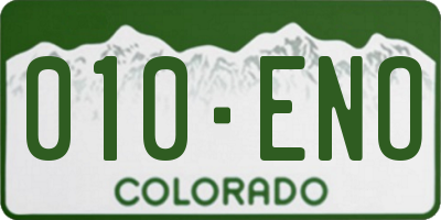 CO license plate 010ENO