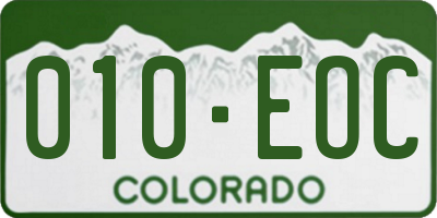 CO license plate 010EOC