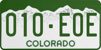CO license plate 010EOE