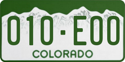CO license plate 010EOO