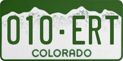 CO license plate 010ERT