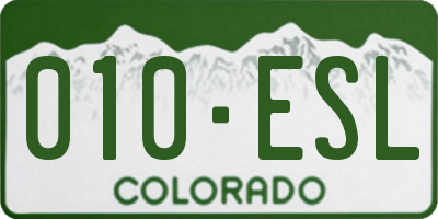 CO license plate 010ESL